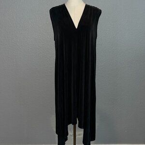ANTHRO ANTHROPOLOGIE ERI + ALI Brielle Cupro V-Neck Black Boho Swing Dress - XS